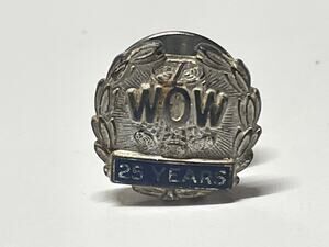 WOW Woodmen Of The World 25 Year Sterling Silver Service Tie Lapel Pin